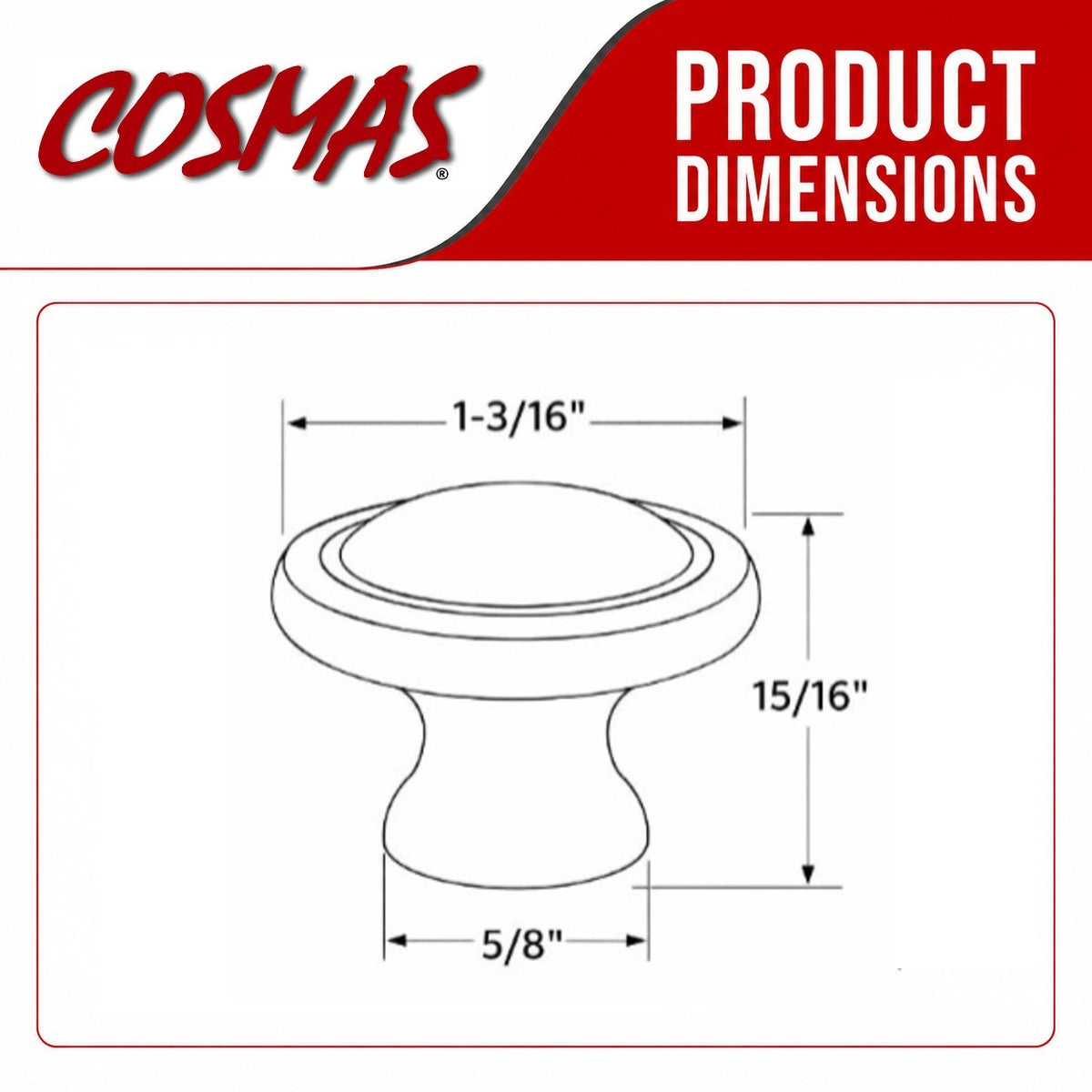 Cosmas 9501FB Flat Black Cabinet Knob