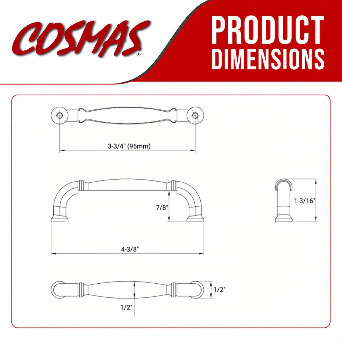 Cosmas 9508SN Satin Nickel Cabinet Pull