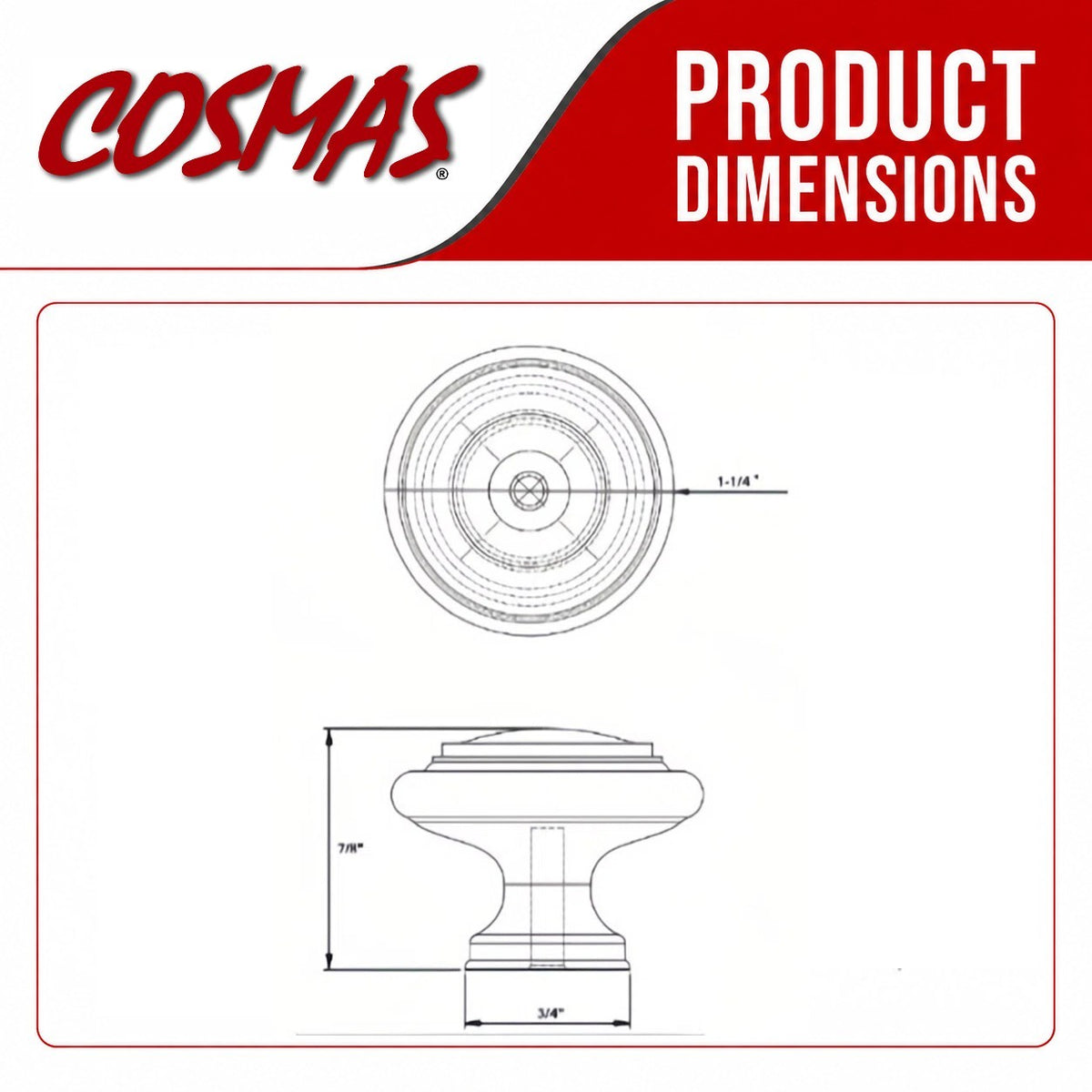 Cosmas 9971FB Flat Black 3 Ring Cabinet Knob
