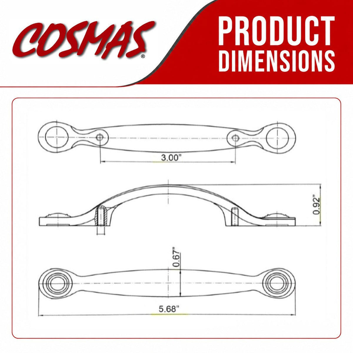 Cosmas 9980AS Antique Silver Cabinet Pull