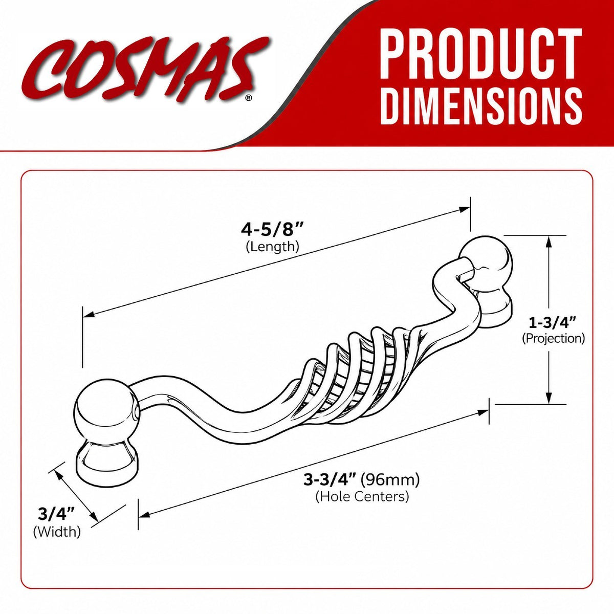 Cosmas 9993-96SN Satin Nickel Birdcage Cabinet Pull