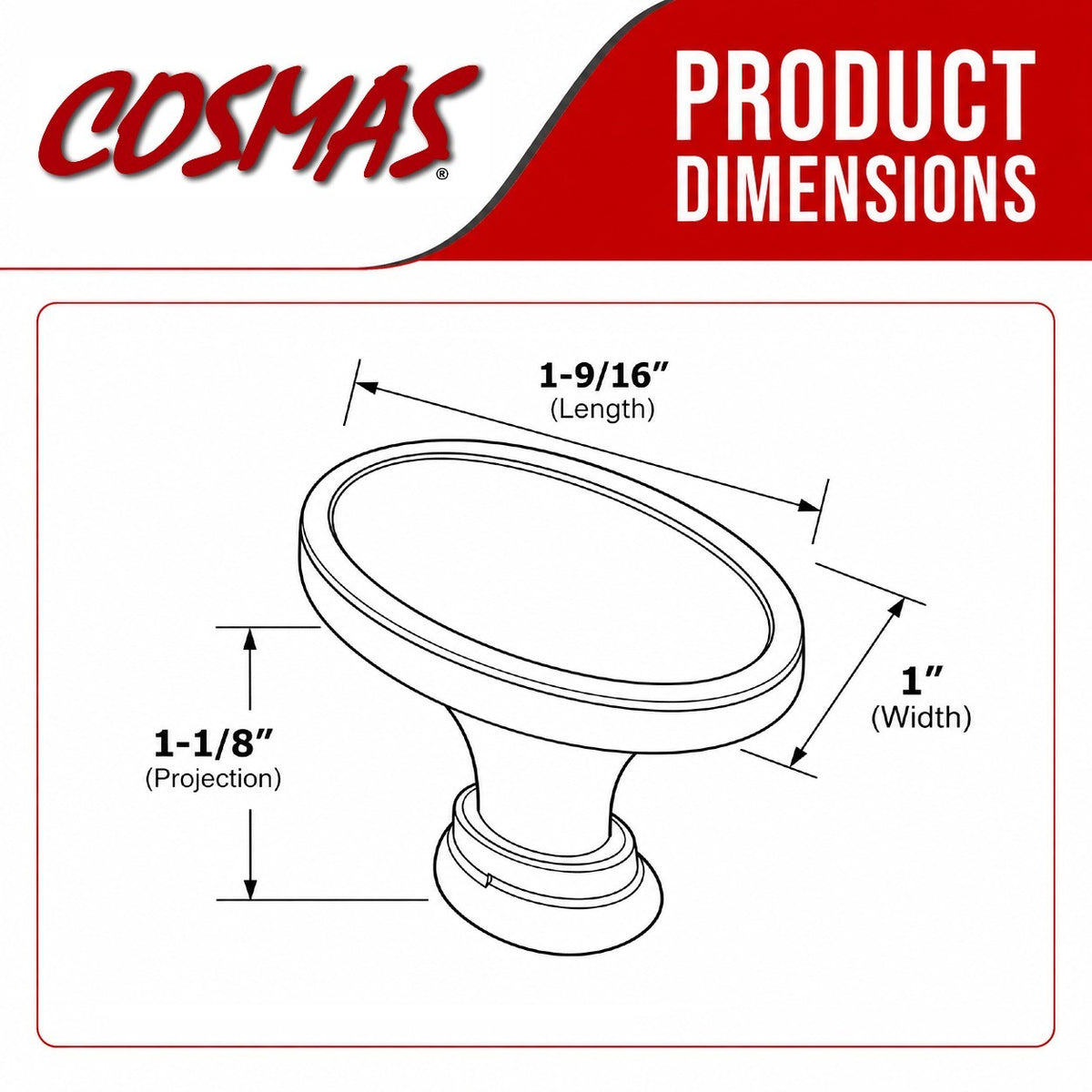 Cosmas 9998SN Satin Nickel Oval Cabinet Knob