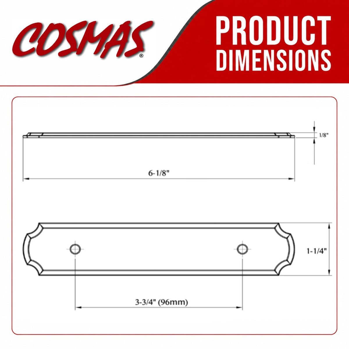 Cosmas B-112-96SN Satin Nickel Cabinet Pull Backplate