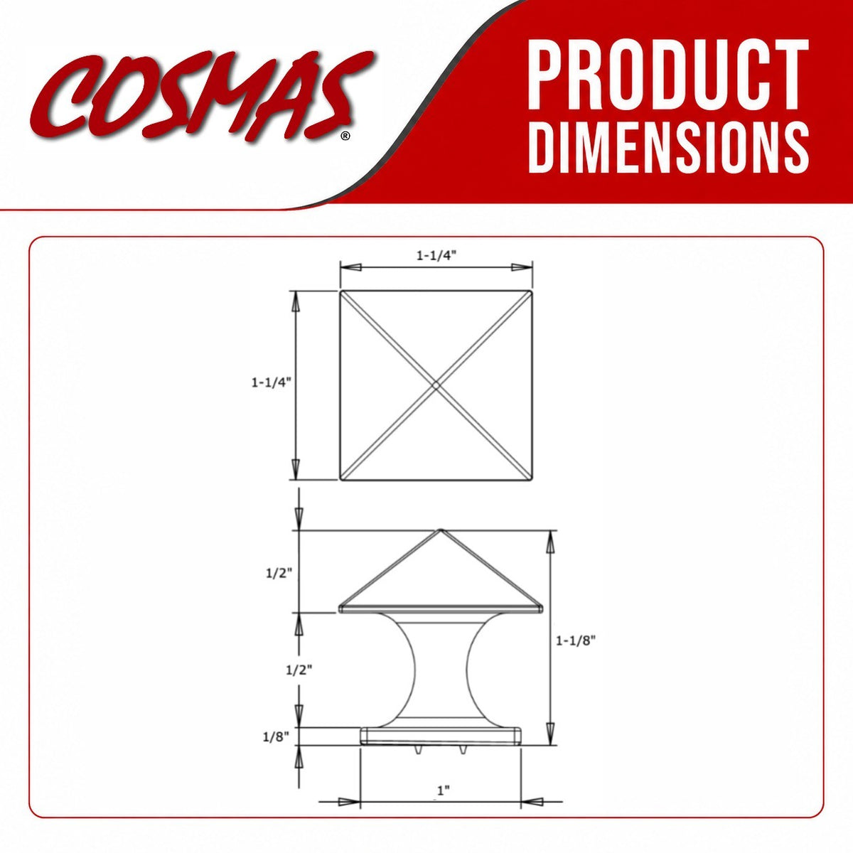 Cosmas 10555SN Satin Nickel Square Zinc Cabinet Knob