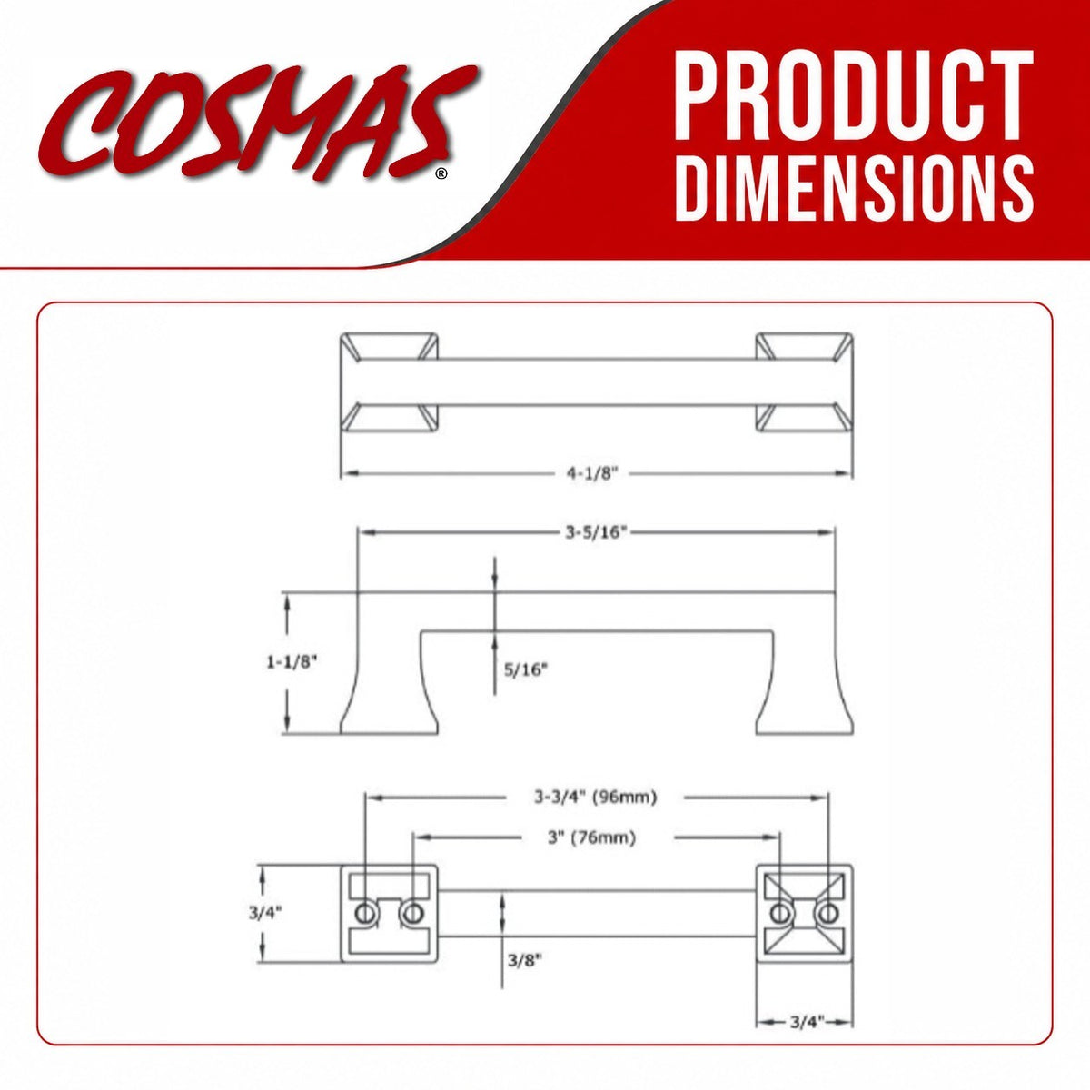 Cosmas 10556FB Flat Black Craftsman Cabinet Pull