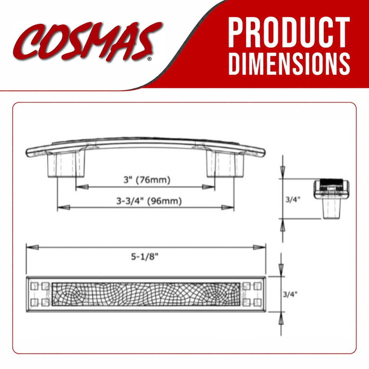 Cosmas 10557FB Flat Black Craftsman Cabinet Pull