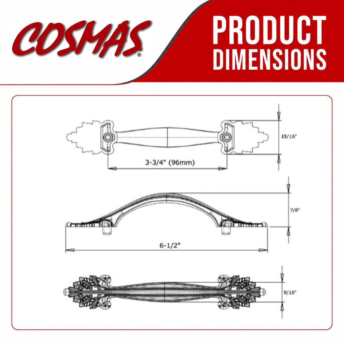 Cosmas 10558SN Satin Nickel Zinc Cabinet Pull