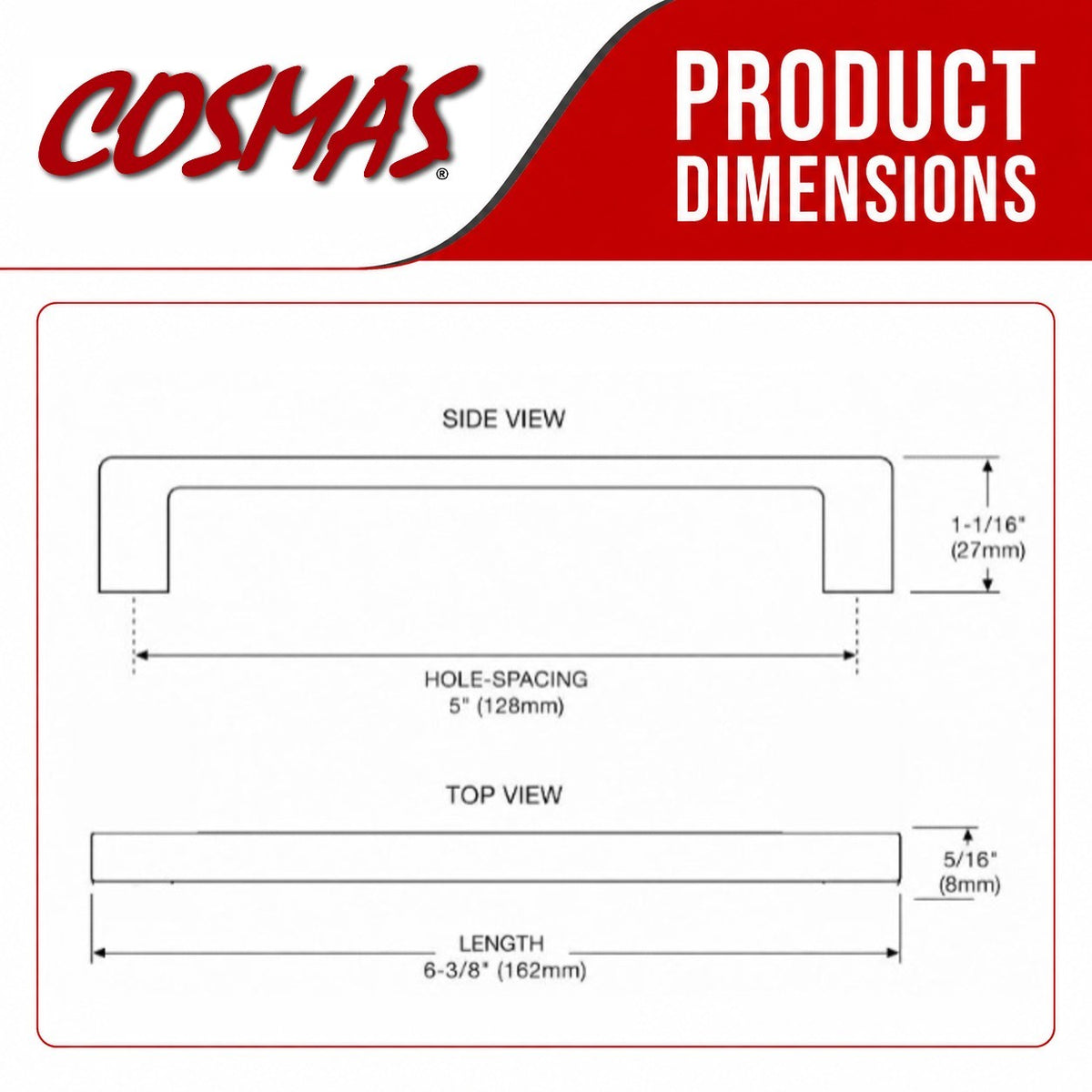 Cosmas 11244-128BG Brushed Gold Modern Contemporary Cabinet Pull
