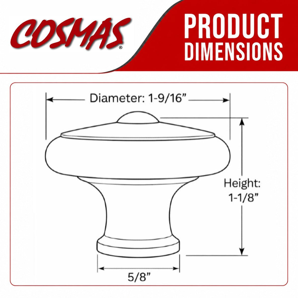 Cosmas 13247BG Brushed Gold Decorative Oversized Cabinet Knob