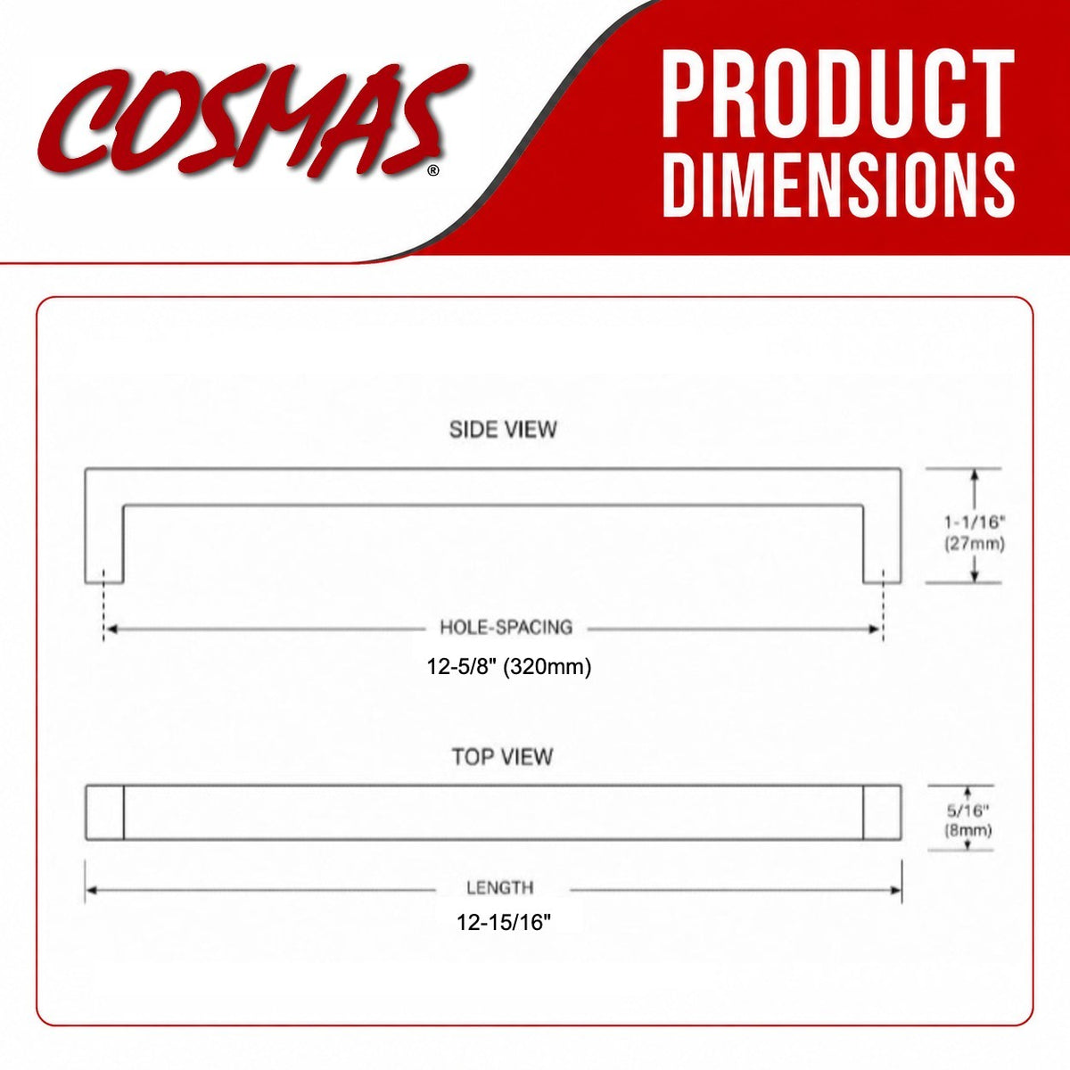 Cosmas 14777-320SN Satin Nickel Modern Contemporary Cabinet Pull