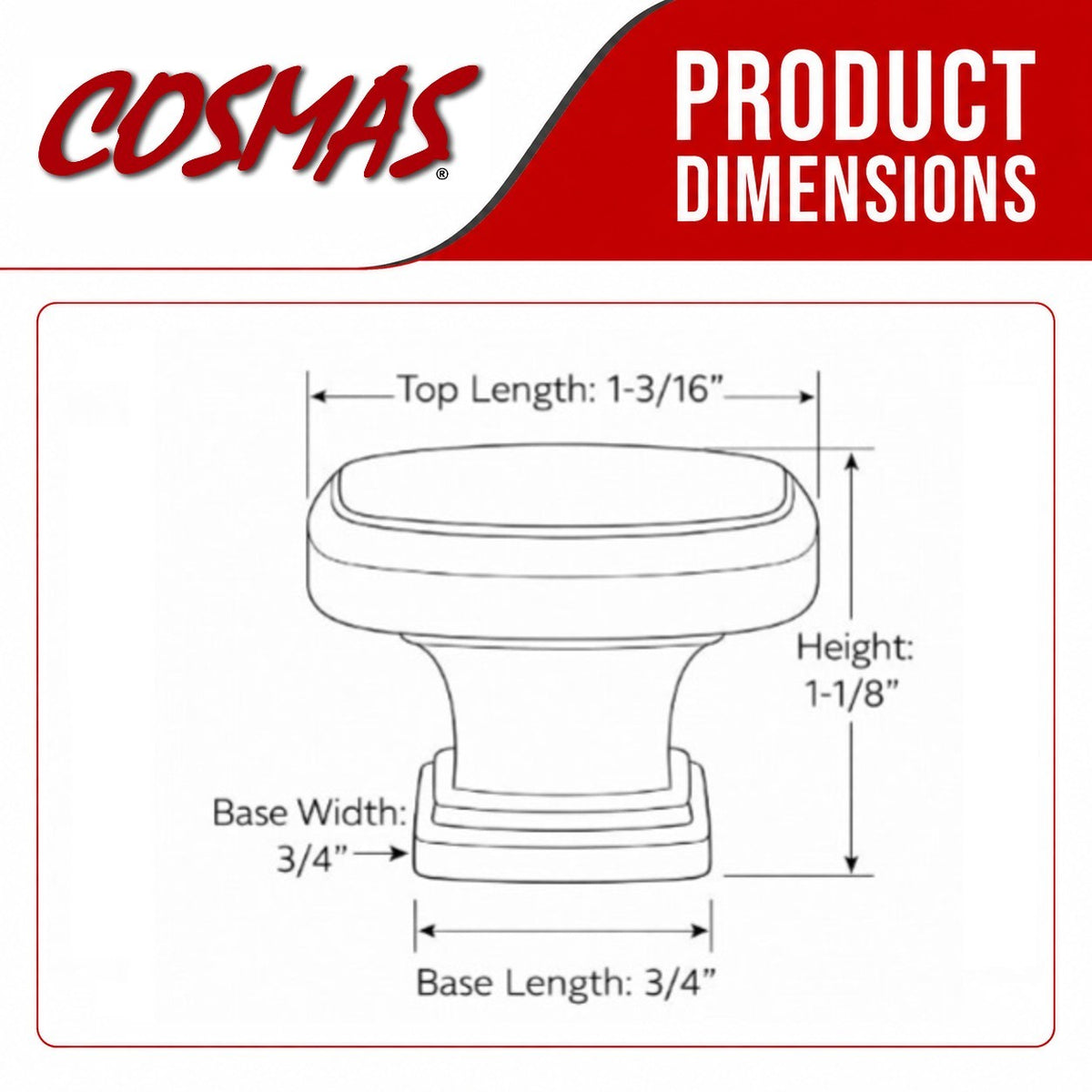 Cosmas 1488FB Flat Black Contemporary Cabinet Knob