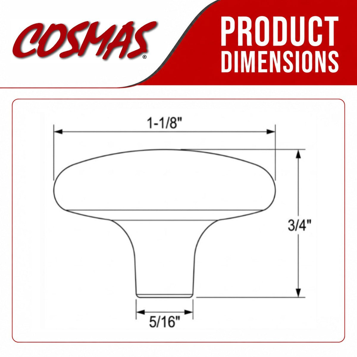 Cosmas 1701FB Flat Black Cabinet Knob