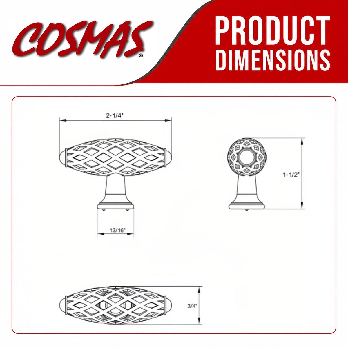 Cosmas 1749WN Weathered Nickel Birdcage Cabinet Knob