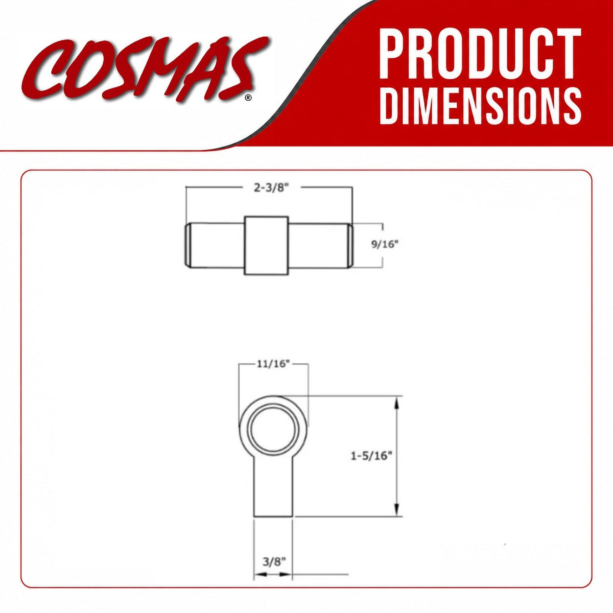 Cosmas 181BB Brushed Brass Euro Style T Bar Knob