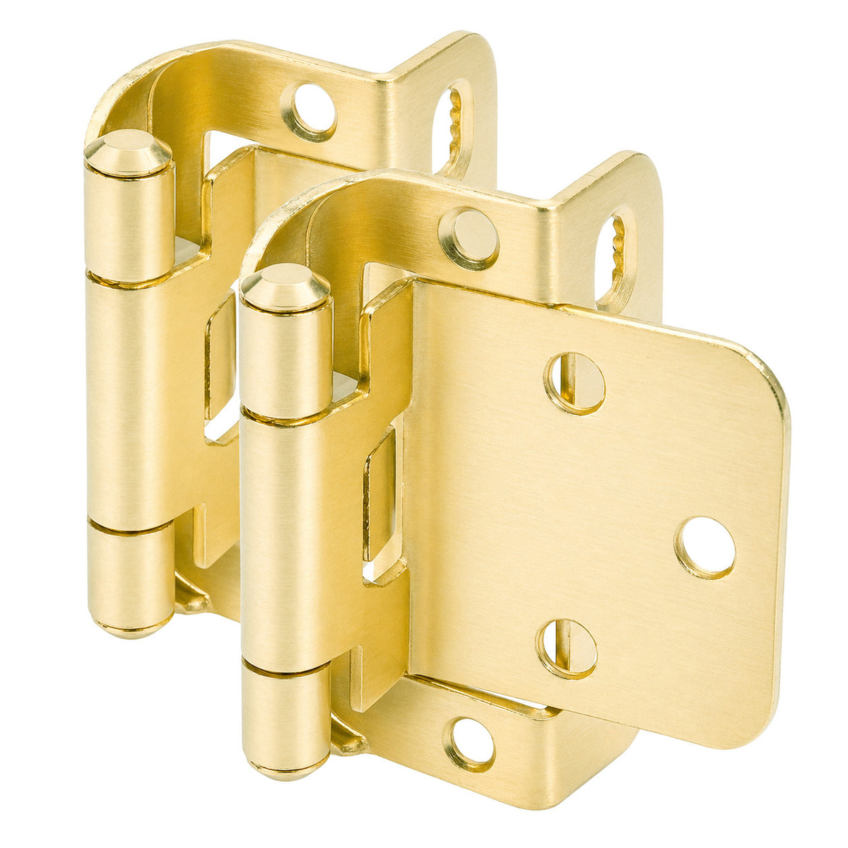 Cosmas 18650-BB Brushed Brass Partial Wrap Hinge 1/2" Overlay (Pair)