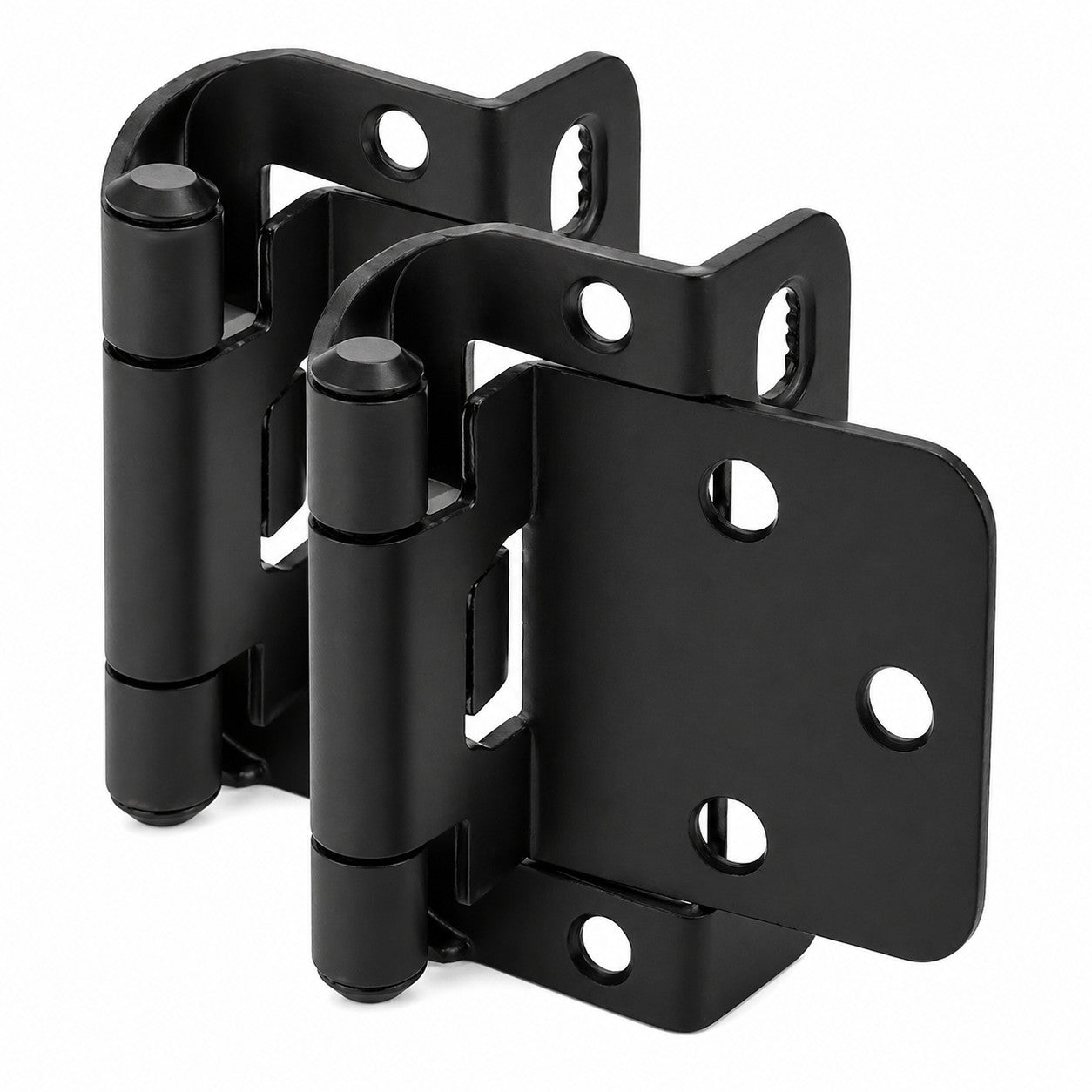 Cosmas 18650-FB Flat Black Partial Wrap Hinge 1/2" Overlay (Pair)