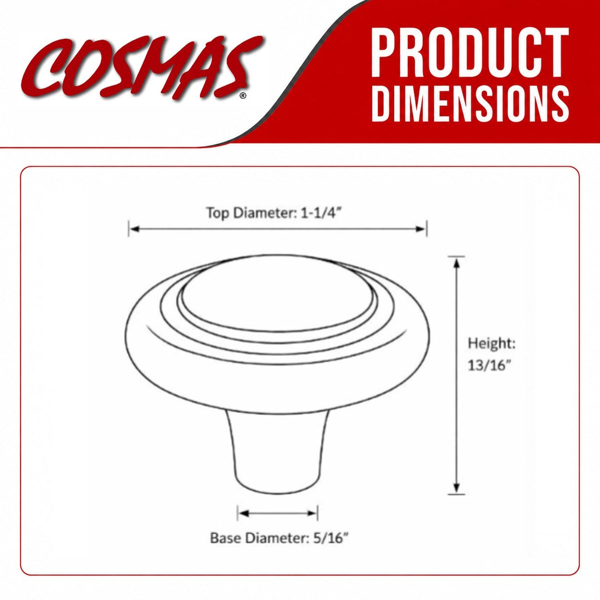 Cosmas 2202FB Flat Black Cabinet Knob