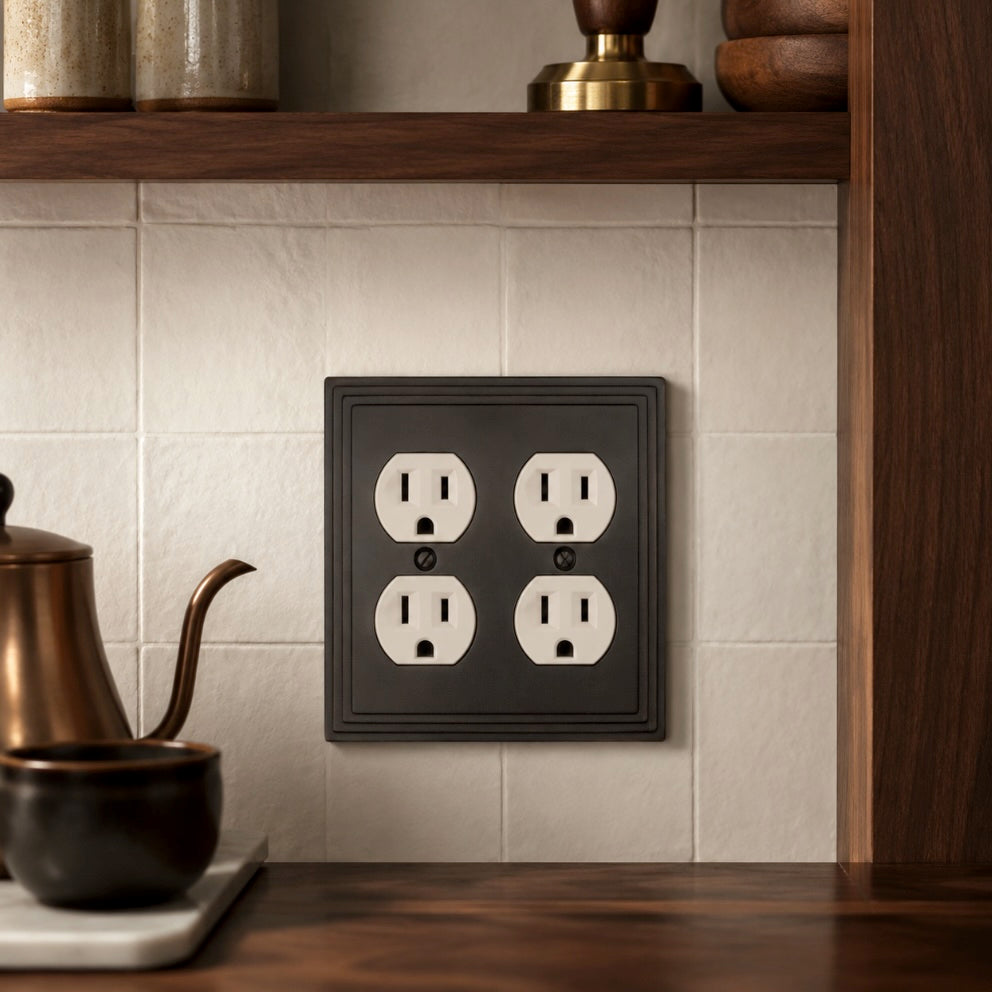 Cosmas 25012-ORB Oil Rubbed Bronze Double Duplex Outlet Wall Plate