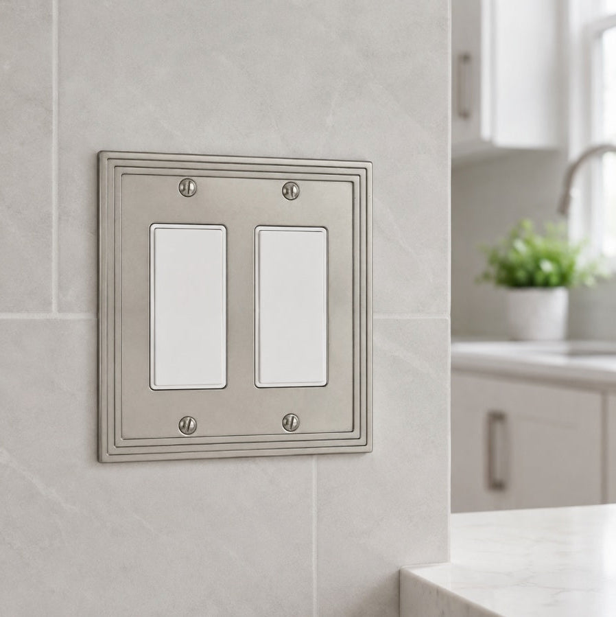 Cosmas 25090-SN Satin Nickel Double GFCI / Decora Wall Plate