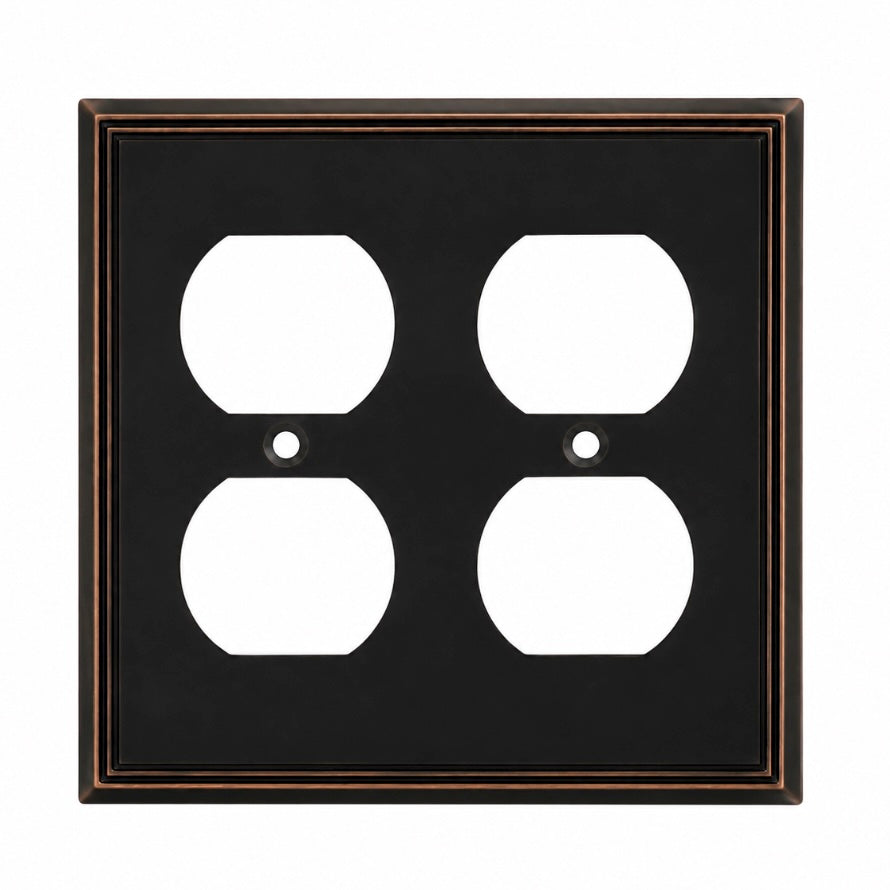 Cosmas 65044-ORB Oil Rubbed Bronze Double Duplex Outlet Wall Plate