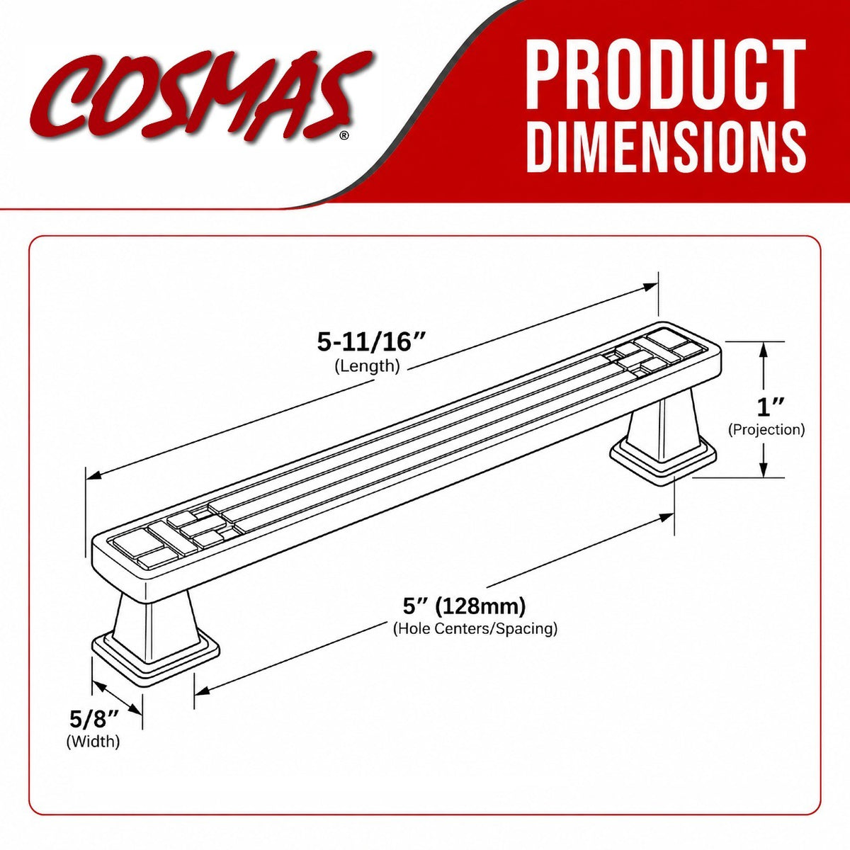 Cosmas 7155-128SN Satin Nickel Cabinet Pull