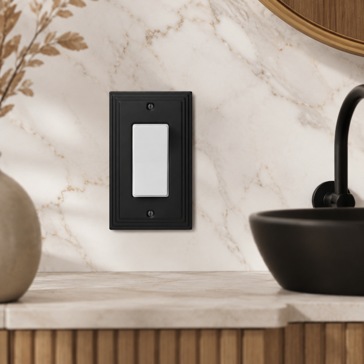 Cosmas 25000-FB Flat Black Single GFCI / Decora Wall Plate