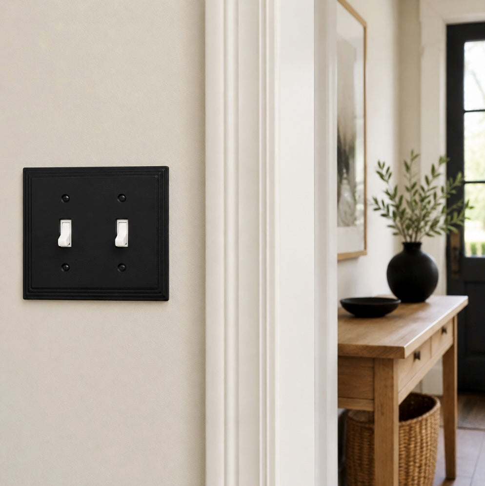 Cosmas 25033-FB Flat Black Double Toggle Switchplate Cover