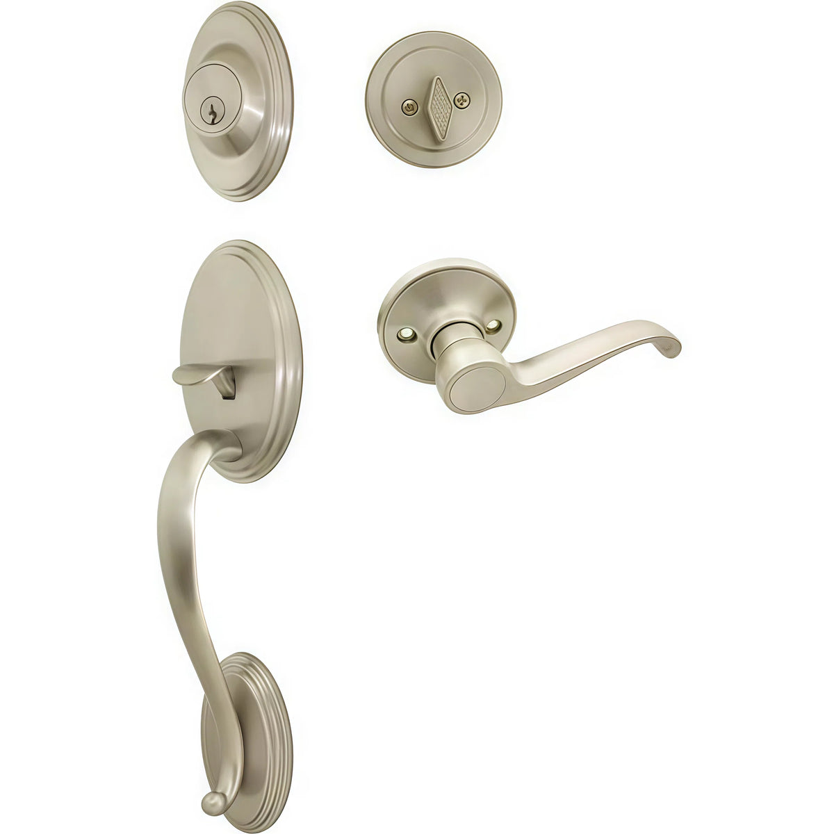 Cosmas 300 Series Satin Nickel Handleset with 50 Series Interior