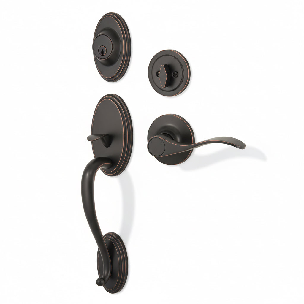 Cosmas 300 Series Oil Rubbed Bronze Handleset with 80 Series Interior
