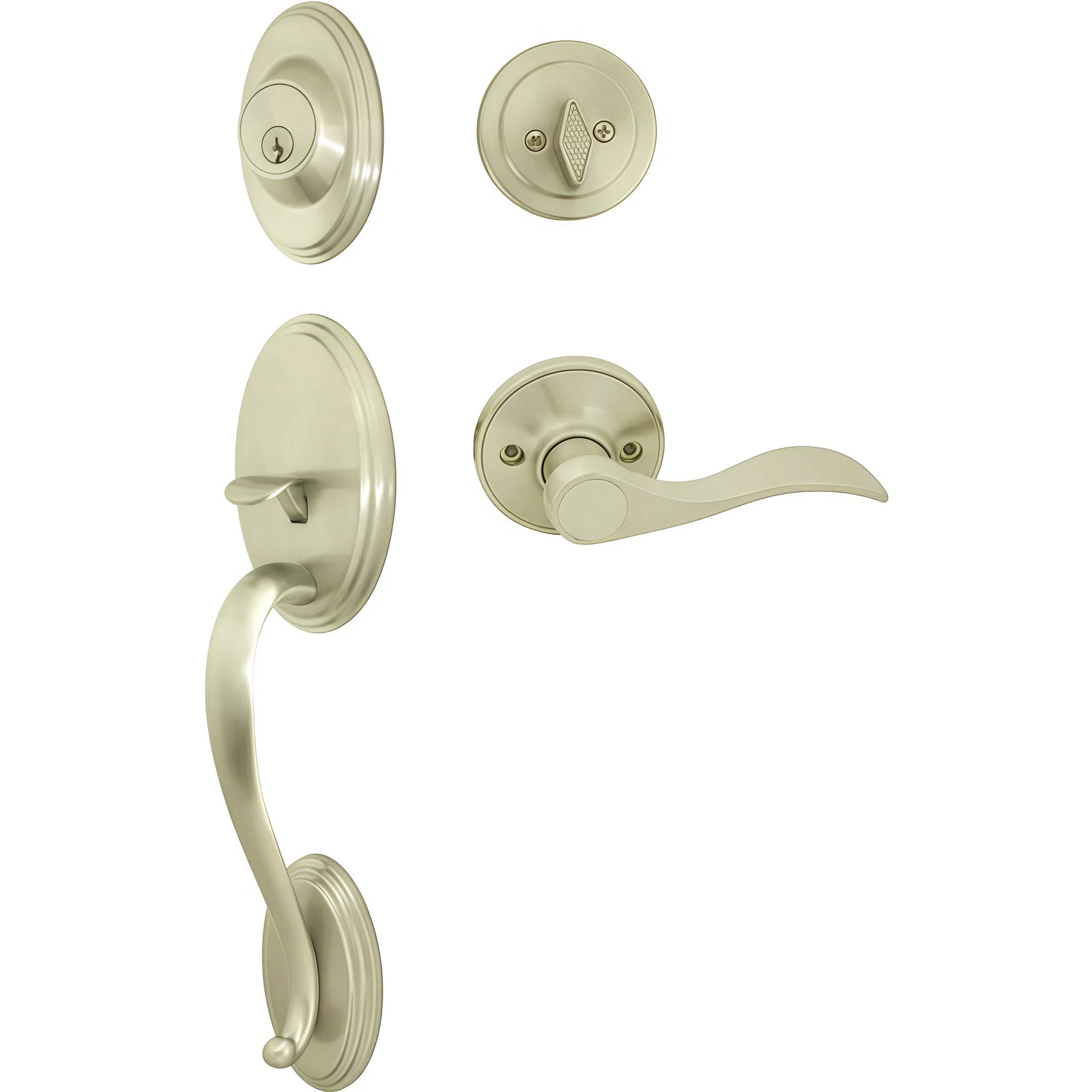 Cosmas 300 Series Satin Nickel Handleset with 80 Series Interior