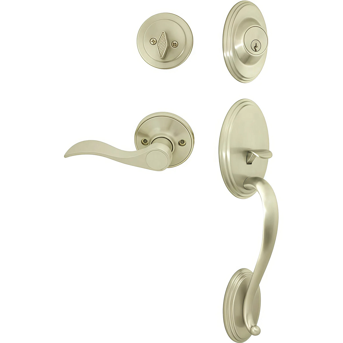 Cosmas 300 Series Satin Nickel Handleset with 80 Series Interior