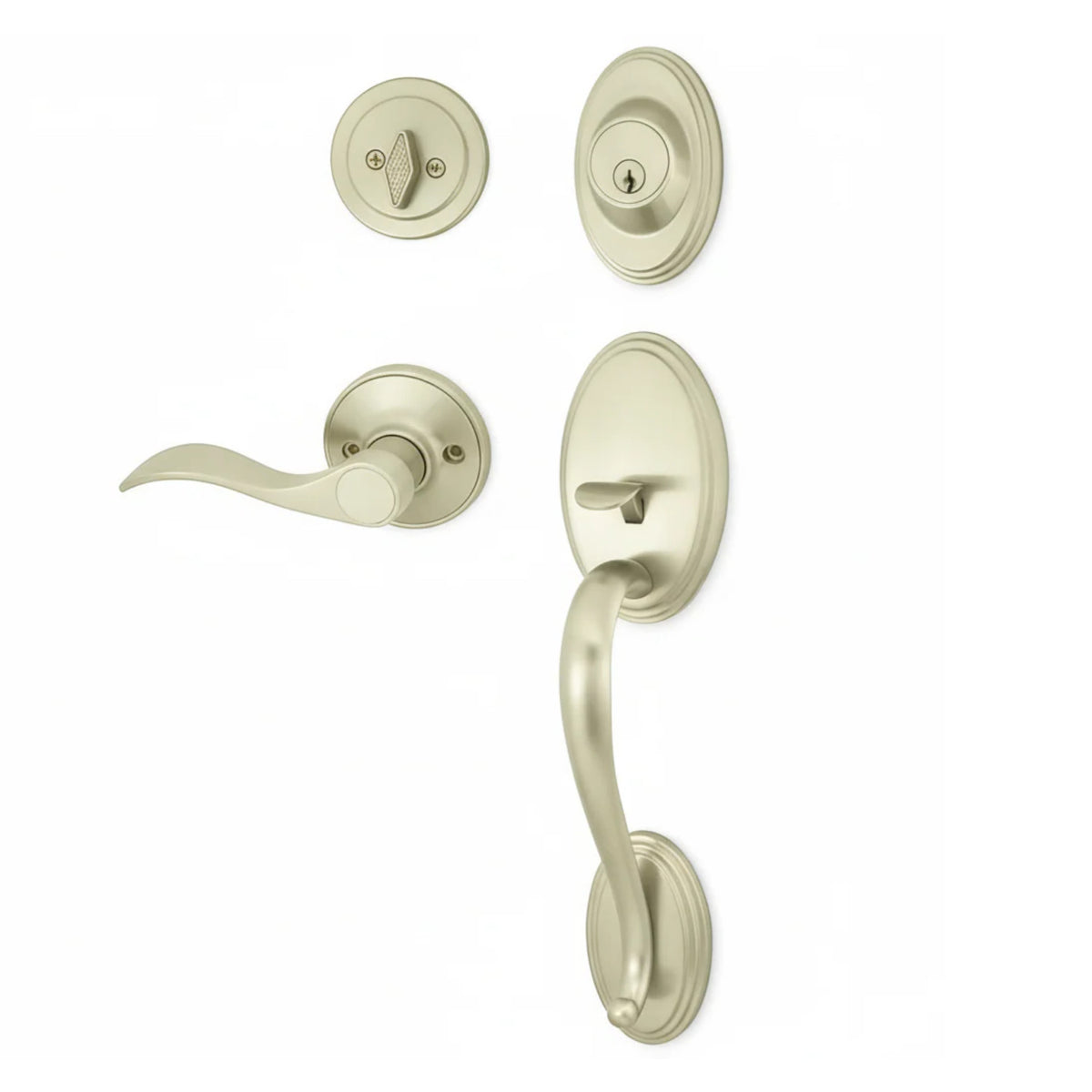 Cosmas 300 Series Satin Nickel Handleset with 80 Series Interior