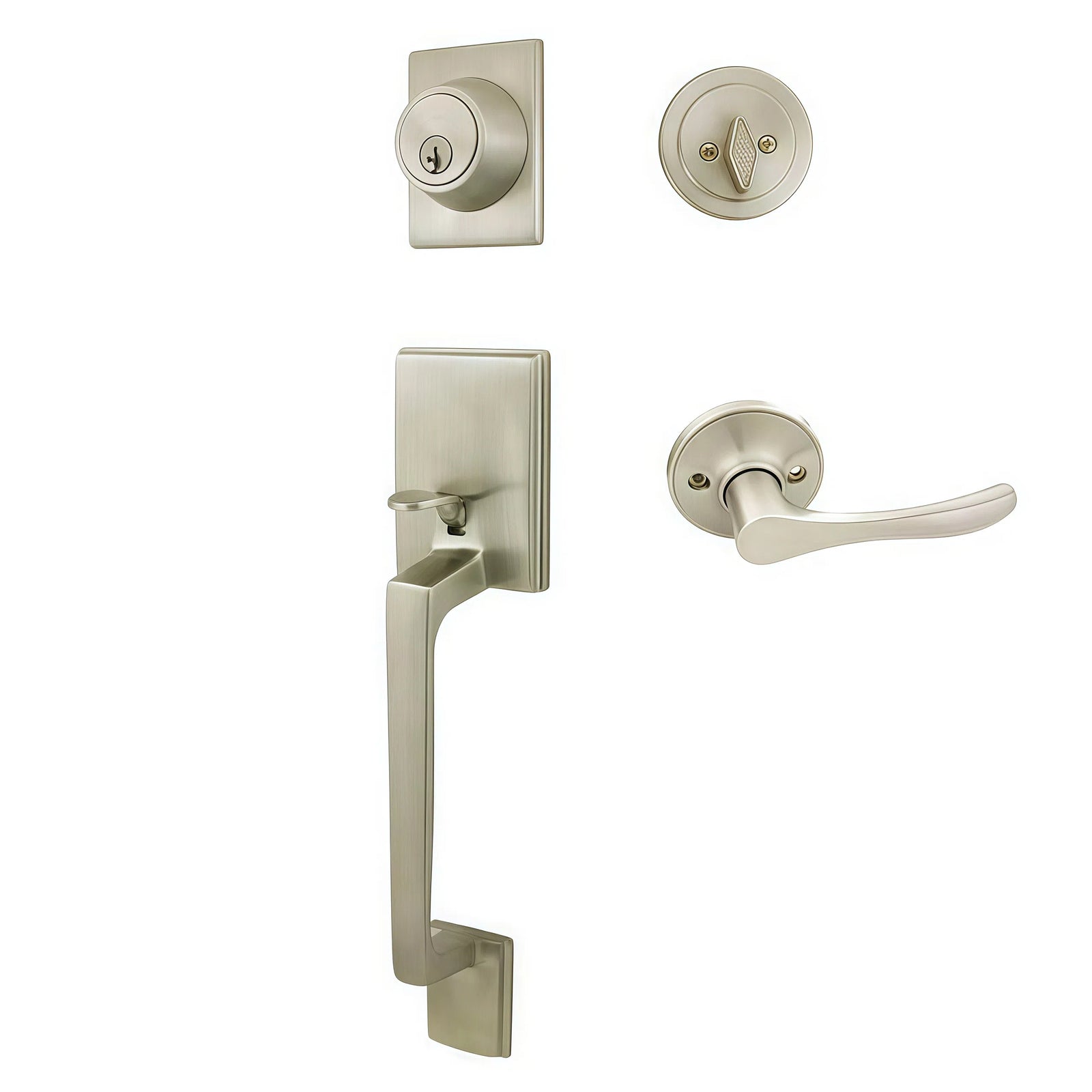 Cosmas 600 Series Satin Nickel Handleset with 30 Series Interior