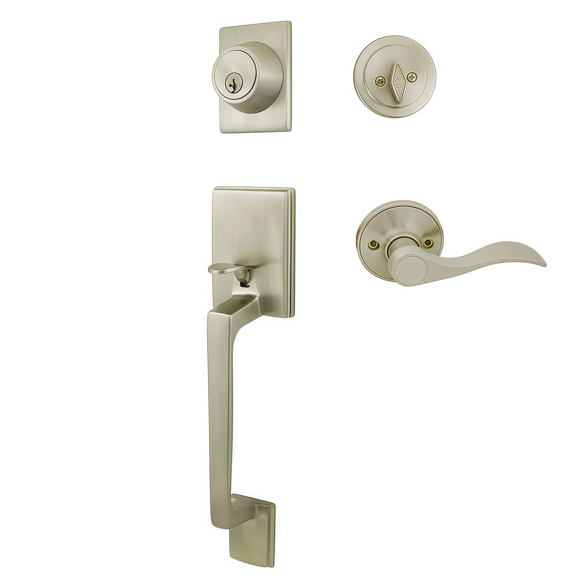 Cosmas 600 Series Satin Nickel Handleset with 80 Series Interior