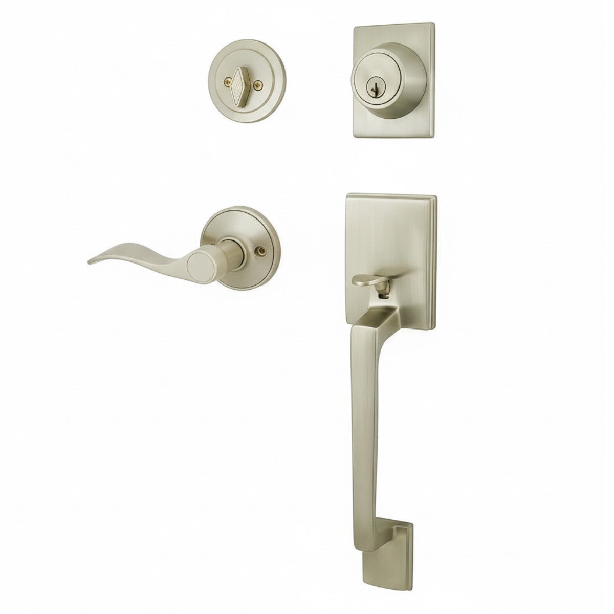 Cosmas 600 Series Satin Nickel Handleset with 80 Series Interior