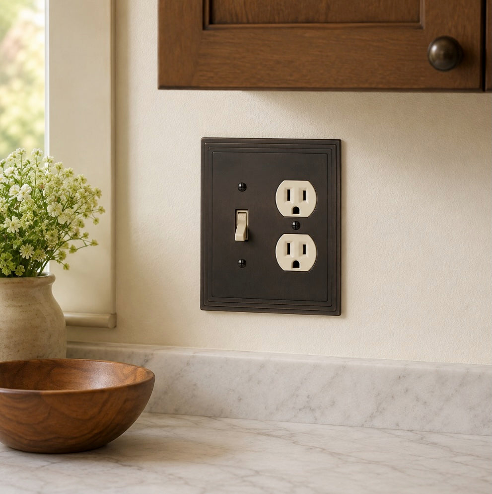 Cosmas 25068-ORB Oil Rubbed Bronze Single Toggle / Duplex Combo