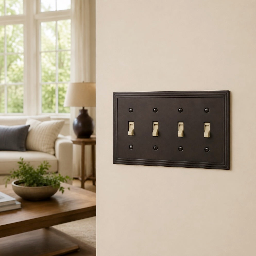 Cosmas 25045-ORB Oil Rubbed Bronze Quad Toggle Switchplate Cover