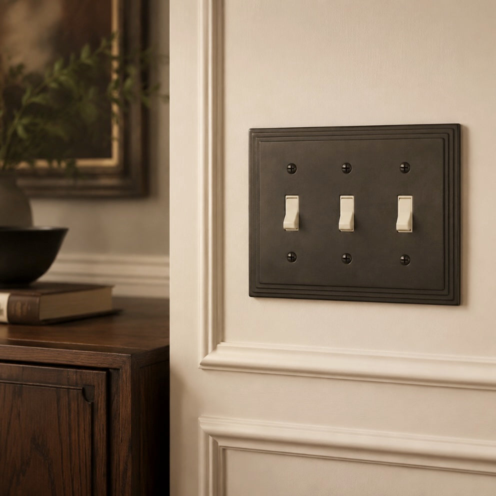 Cosmas 25037-ORB Oil Rubbed Bronze Triple Toggle Switchplate Cover