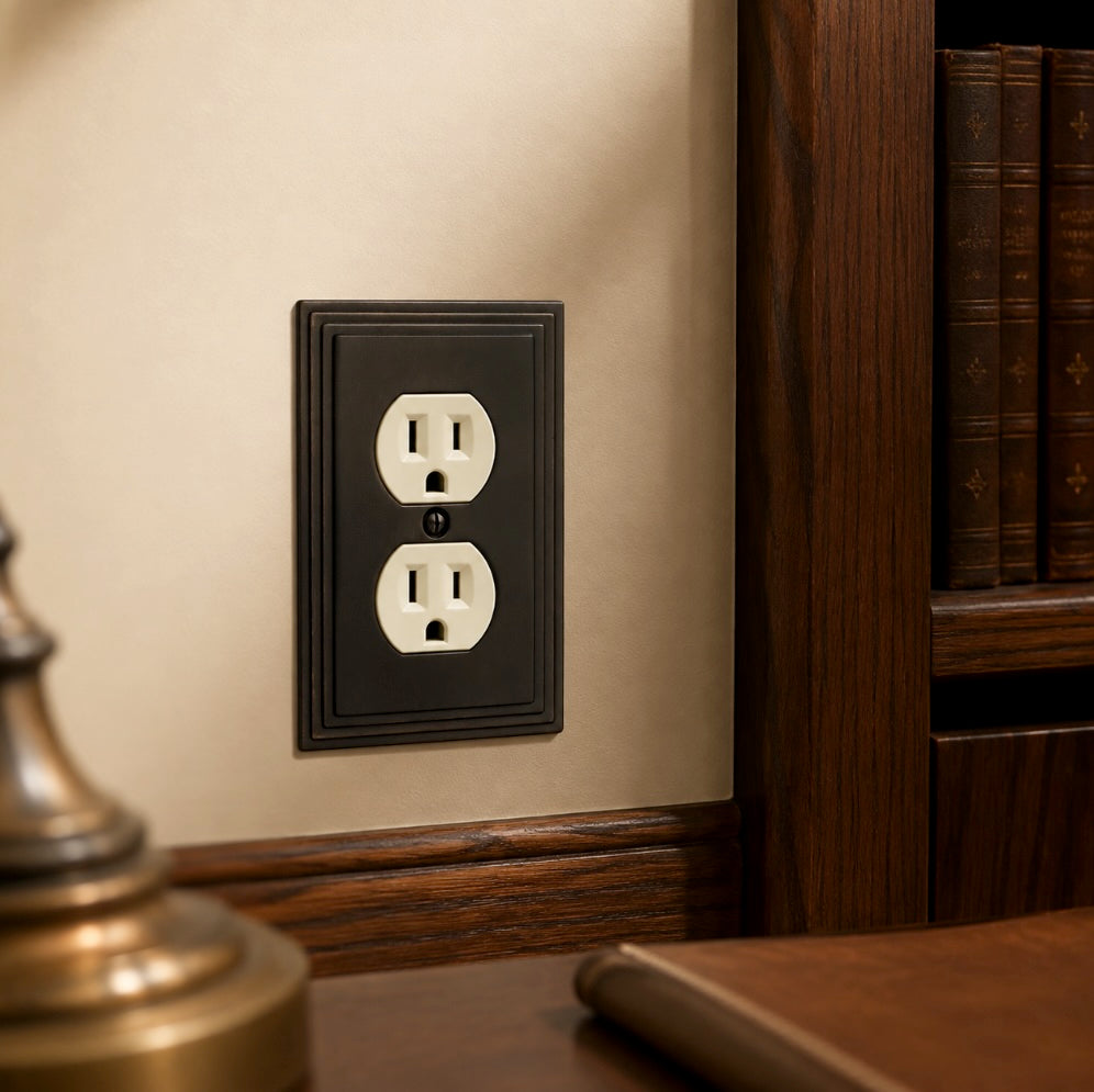 Cosmas 25026-ORB Oil Rubbed Bronze Single Duplex Outlet Wall Plate