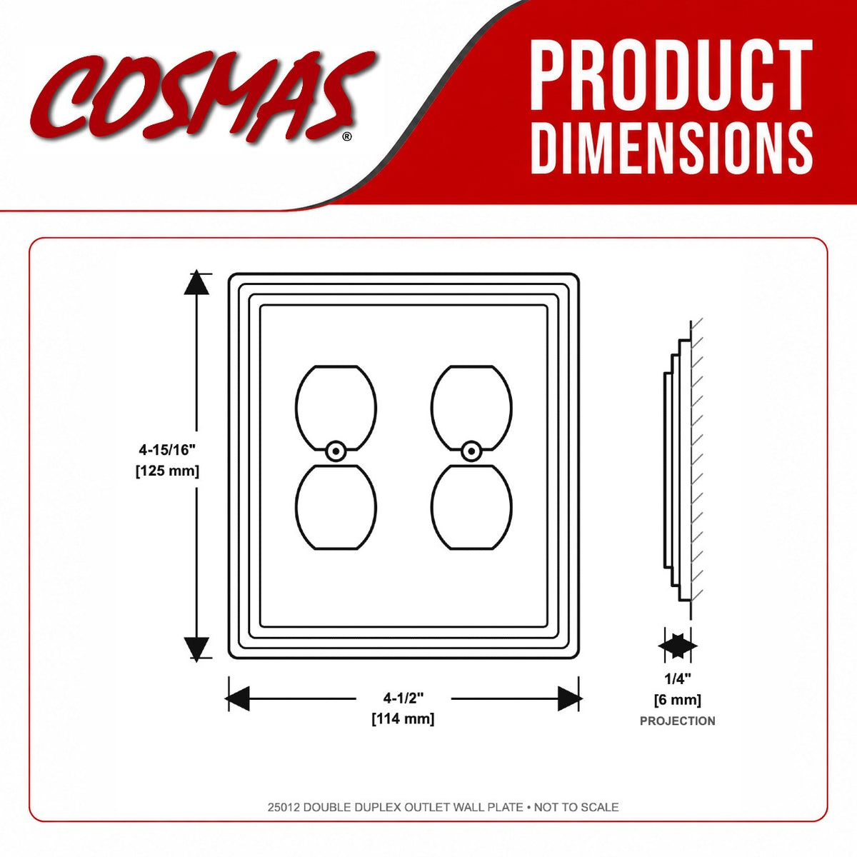 Cosmas 25012-SN Satin Nickel Double Duplex Outlet Wall Plate