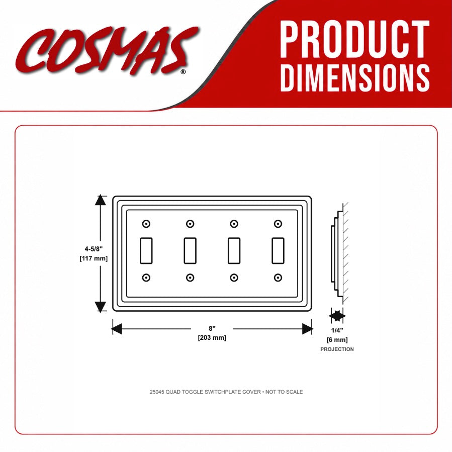 Cosmas 25045-SN Satin Nickel Quad Toggle Switchplate Cover