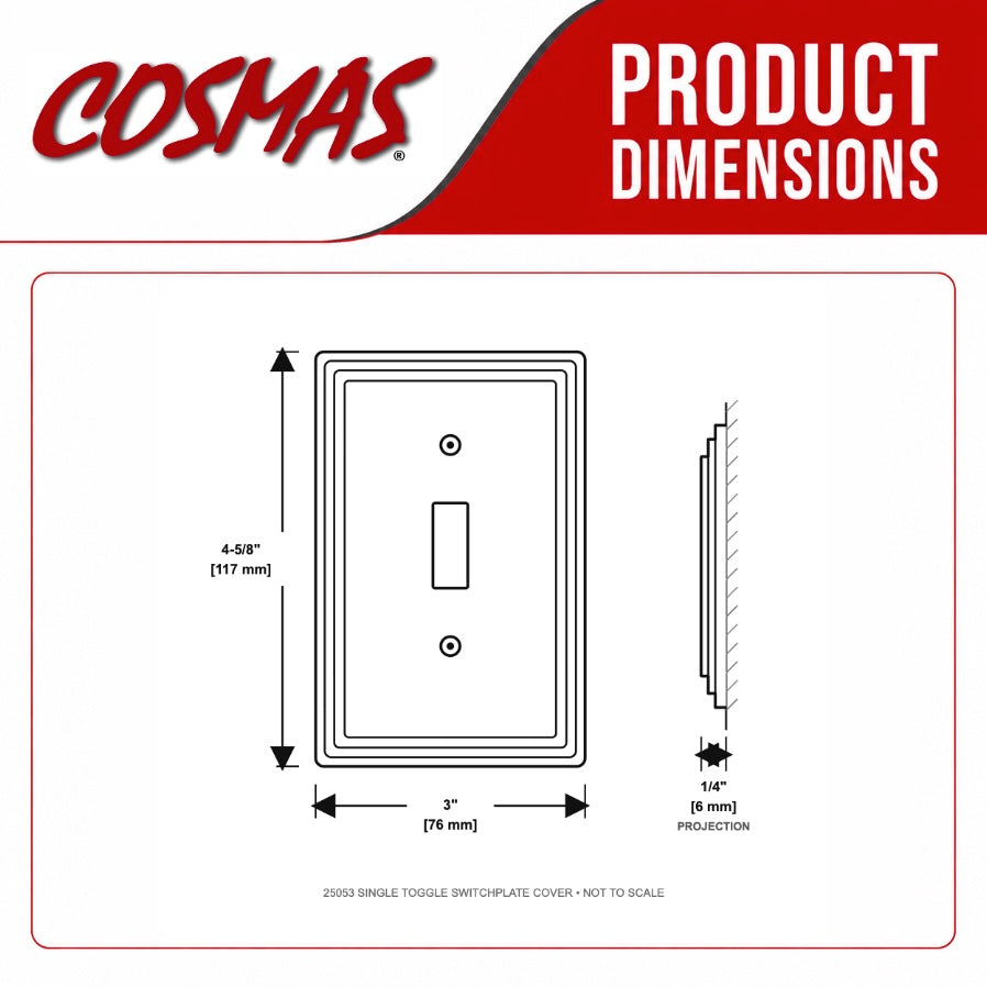 Cosmas 25053-SN Satin Nickel Single Toggle Switchplate Cover