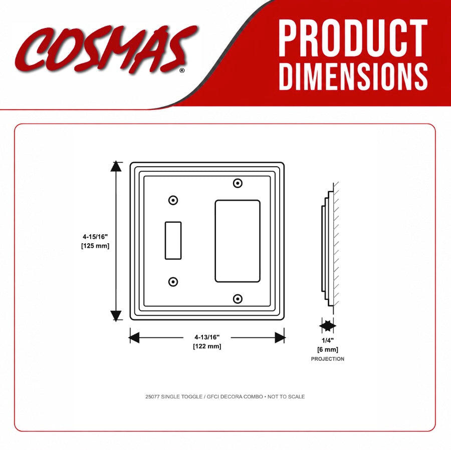 Cosmas 25077-SN Satin Nickel Single Toggle / GFCI Decora Combo