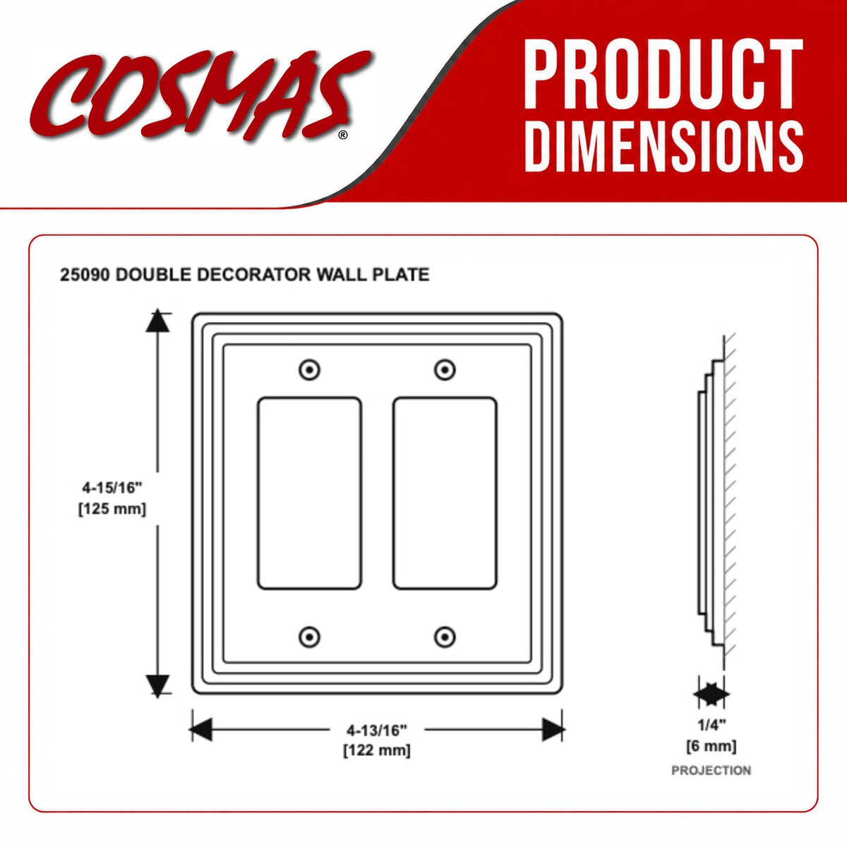 Cosmas 25090-SN Satin Nickel Double GFCI / Decora Wall Plate