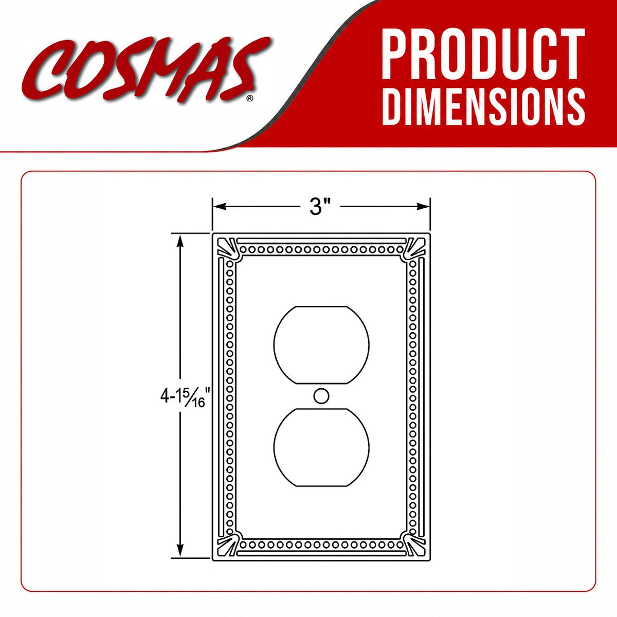 Cosmas 44018-SN Satin Nickel Single Duplex Outlet Wall Plate