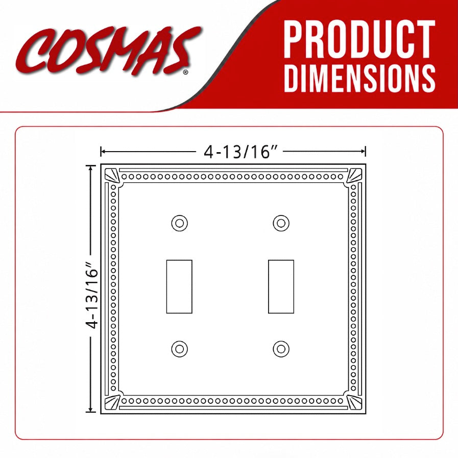 Cosmas 44031-SN Satin Nickel Double Toggle Switchplate Cover