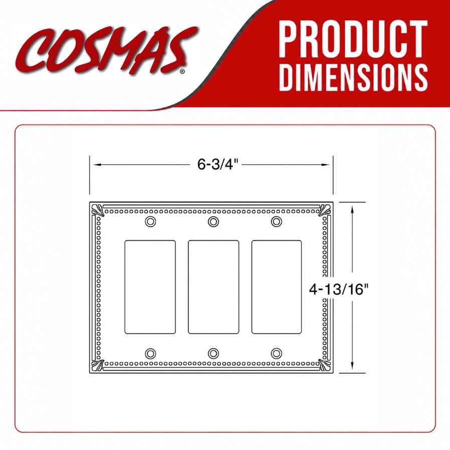 Cosmas 44095-ORB Oil Rubbed Bronze Triple GFCI / Decora Wall Plate