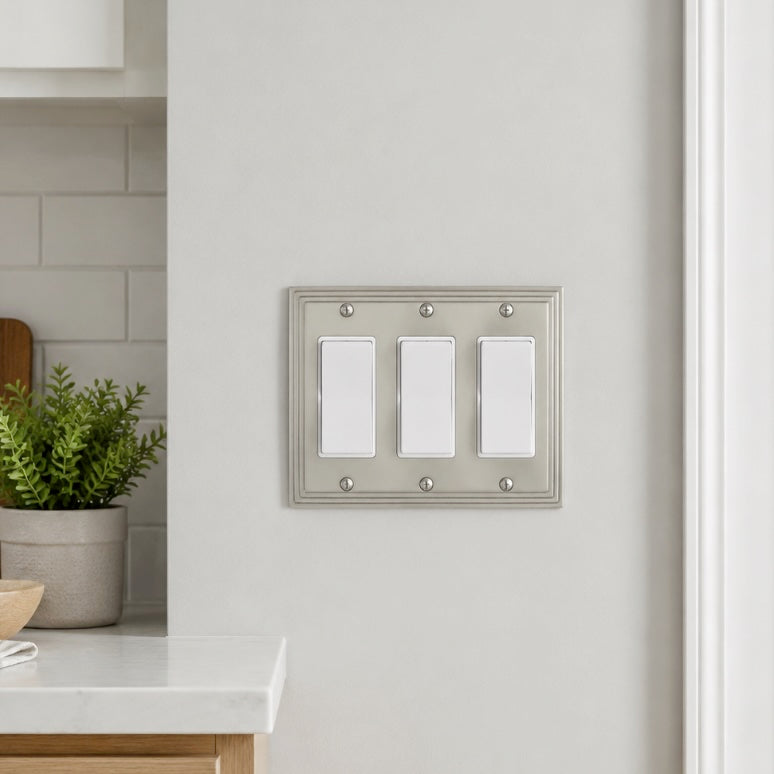 Cosmas 25084-SN Satin Nickel Triple GFCI / Decora Wall Plate