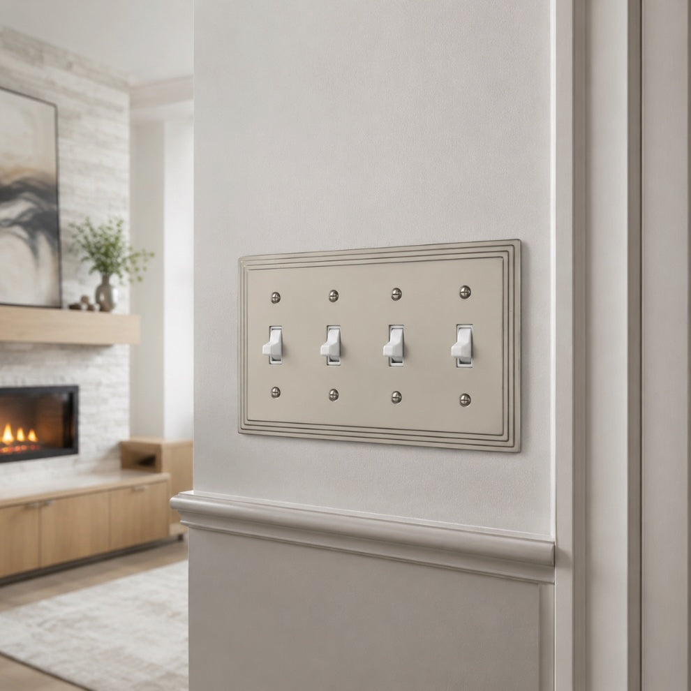 Cosmas 25045-SN Satin Nickel Quad Toggle Switchplate Cover
