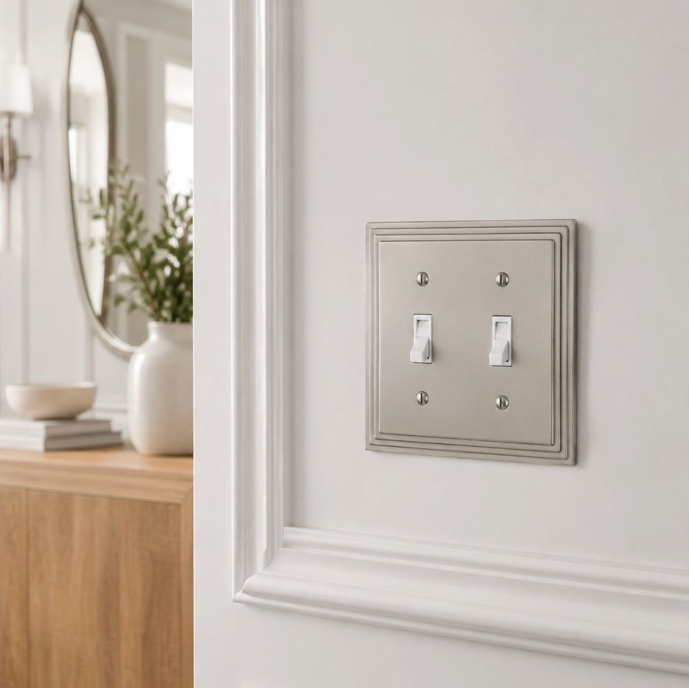 Cosmas 25033-SN Satin Nickel Double Toggle Switchplate Cover